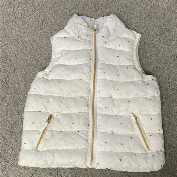 Gymboree White Gold Heart Puffer Vest With Zipper Size 2T - Picture 1 of 10